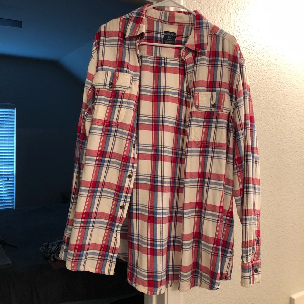 Large Red White and Blue Plaid Long Sleeve